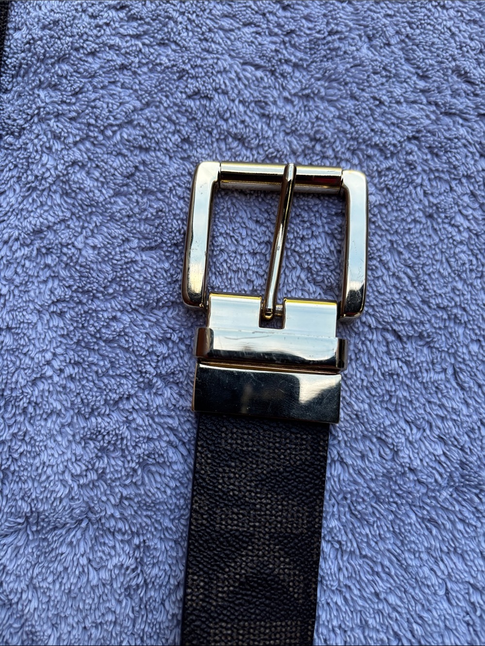 Michael Kors Black Brown Leather Belt with Golden Buckle. 45 Inch - Picture 4 of 12